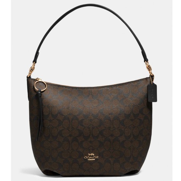 Coach Brown/Black Skylar Monogram Signature Large Canvas Hobo Bag - Picture 1 of 5